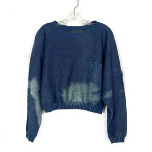 LizWear | Vintage 90s Navy Blue Bleached Cropped Sweater